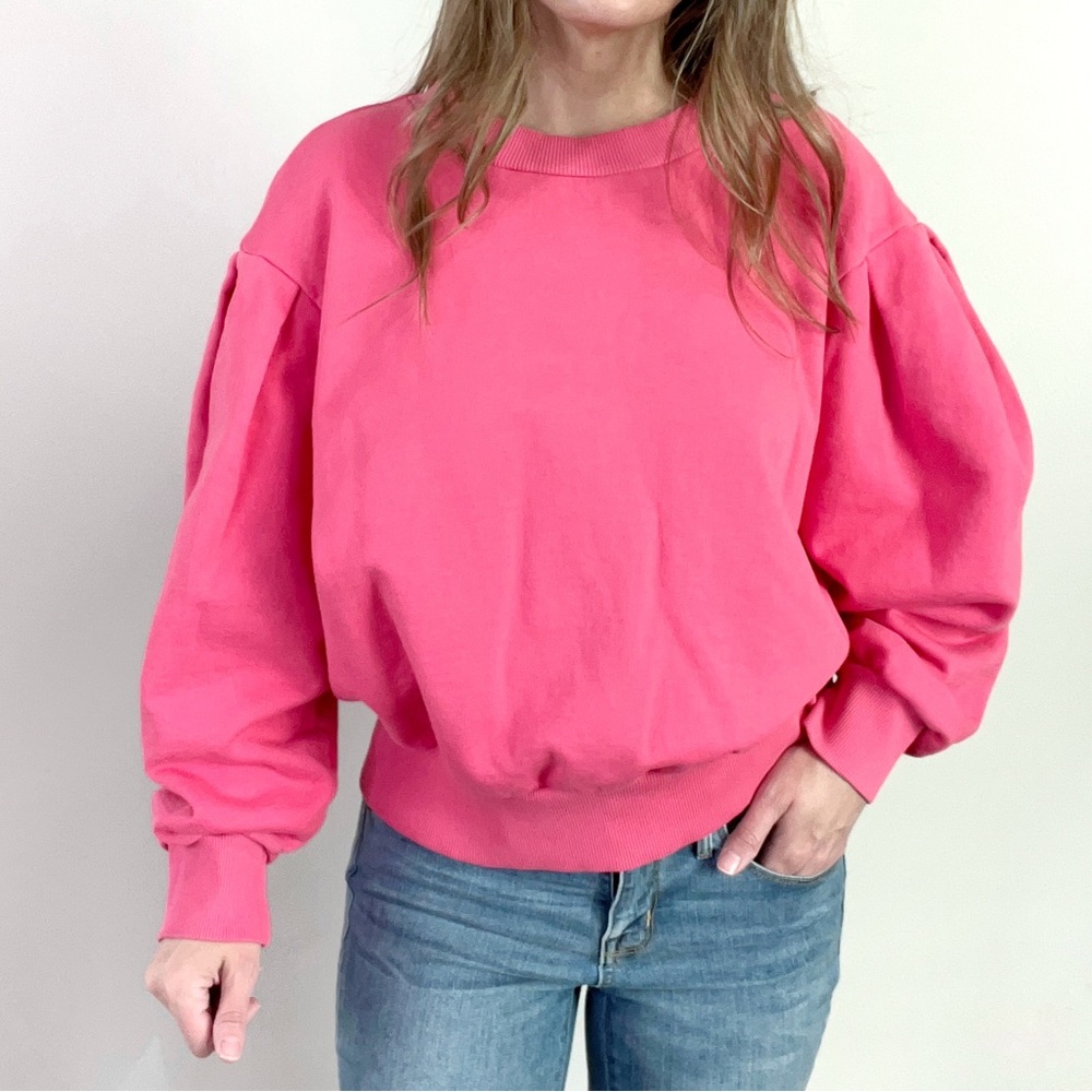 & Other Stories Paris Atelier Pink Statement sleeve Boxy Sweatshirt